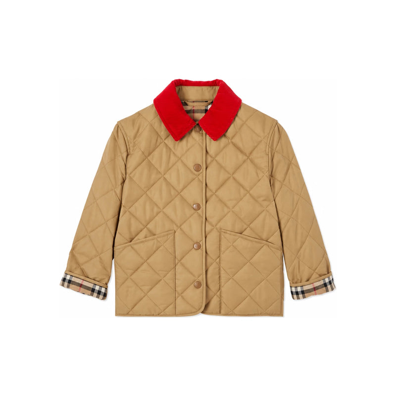 BURBERRY Red Quilted Collar Jacket Women