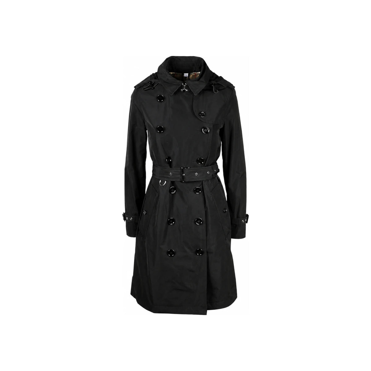 BURBERRY Black Taffeta Kensington Trench Coat