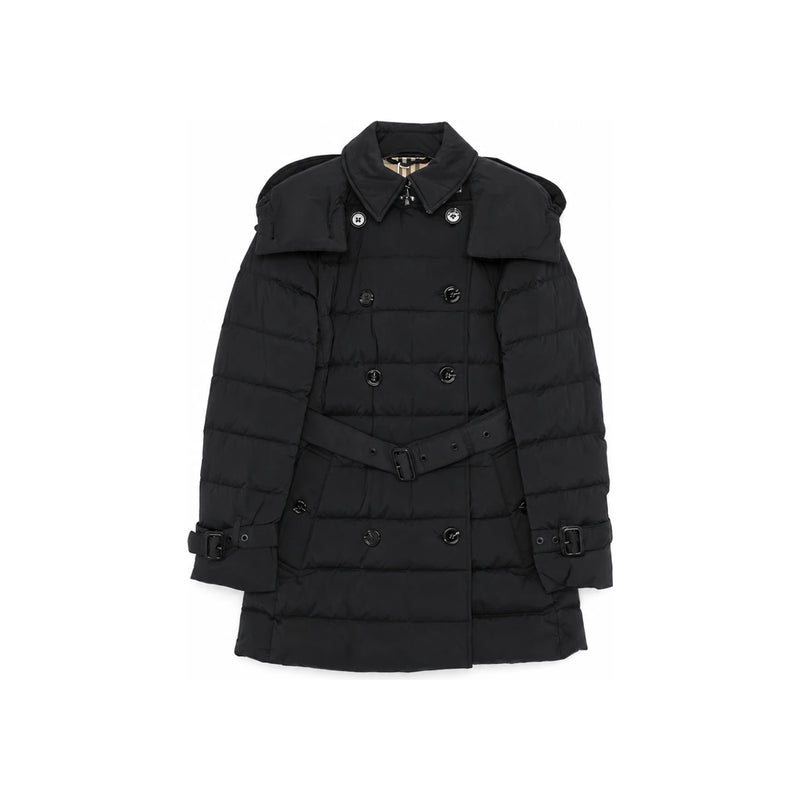 BURBERRY Black Ashwick Belted Detachable Hood Down Puffer Jacket
