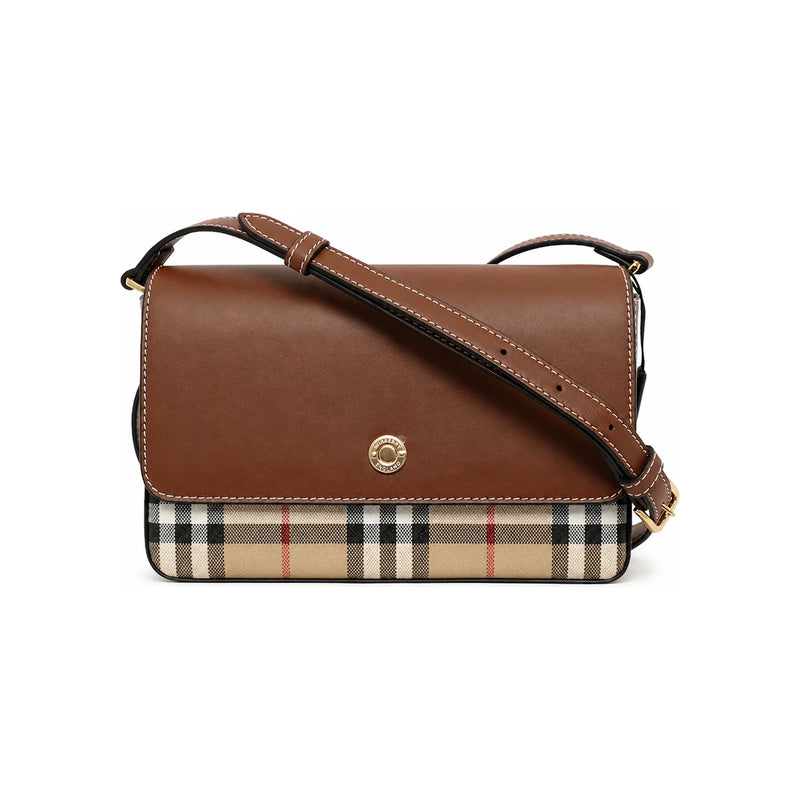 BURBERRY Hampshire Check Small Tan Shoulder Crossbody Bag