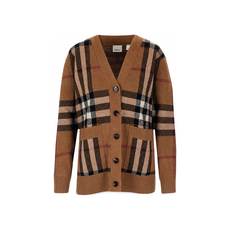 BURBERRY Willa Check Wool Cashmere Cardigan