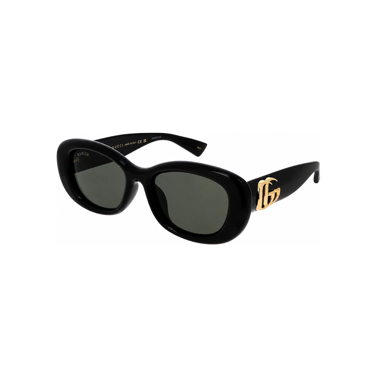 GUCCI Oval Geek-Chic Sunglasses Asian Fit Marmont Black
