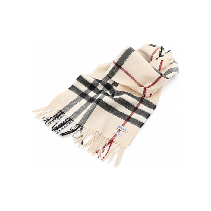 BURBERRY Giant Check Cashmere Scarf Stone