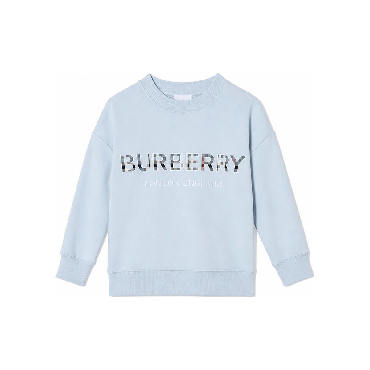 BURBERRY Sky Blue Logo Embroidered Sweatshirt Women’s