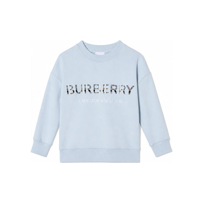 BURBERRY Sky Blue Logo Embroidered Sweatshirt Women’s
