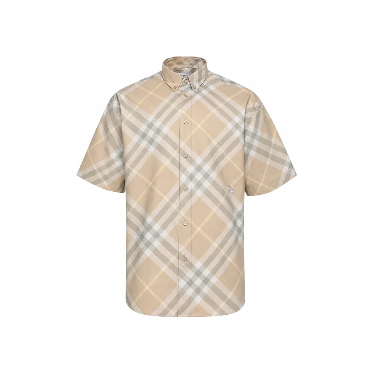 BURBERRY Check Short Sleeve Oversized Shirt