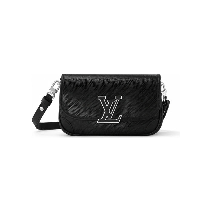Louis Vuitton Bushy Black Leather Shoulder Crossbody Bag