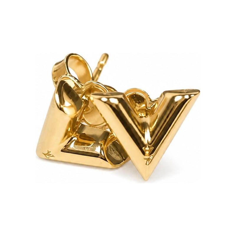 Louis Vuitton Essential V Stud Earrings Gold-Tone 1 x 1 cm