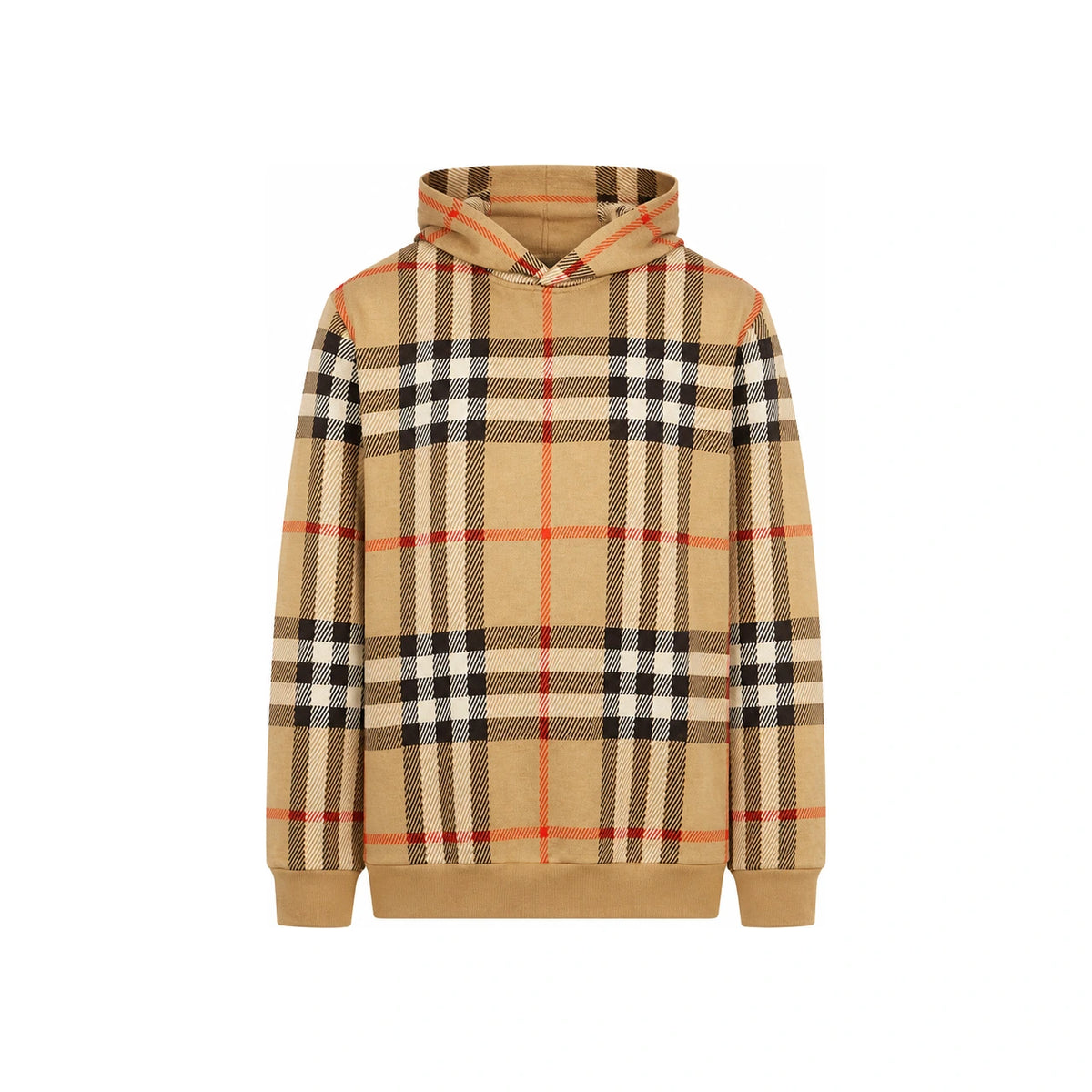 BURBERRY Beige Check Cotton Jacquard Hoodie Men