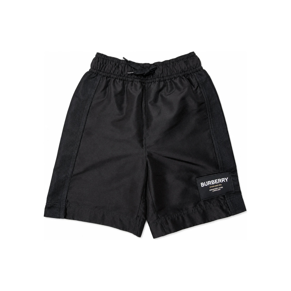 BURBERRY Kids Logo Patch Mesh Shorts Black