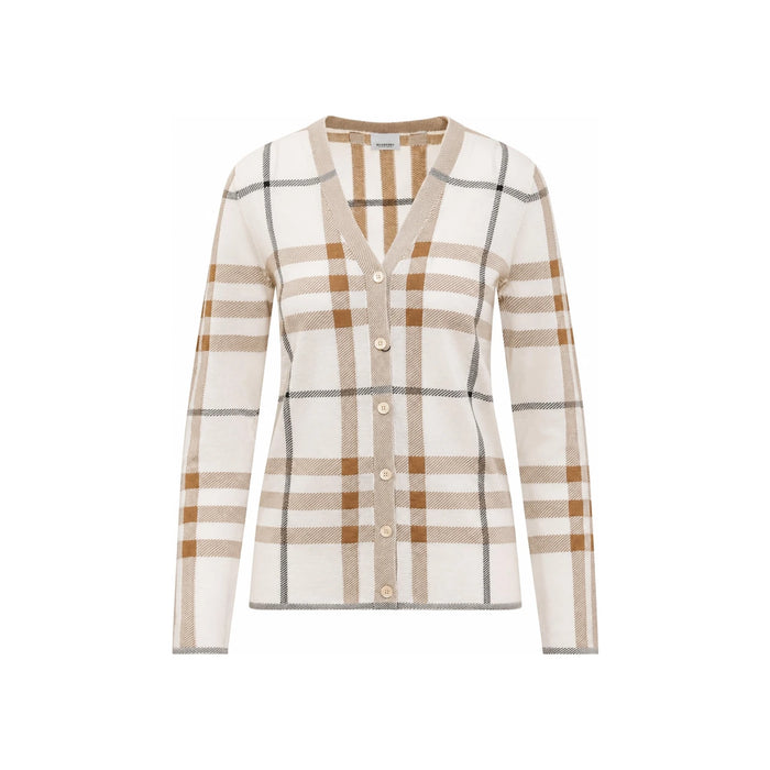 BURBERRY Soft Sand Check Knit Cardigan 8052401