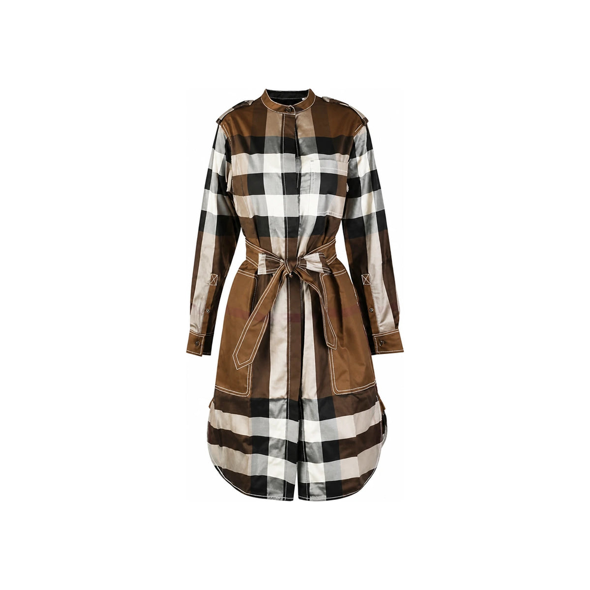 BURBERRY Vintage Check Shirt Midi Dress Dark Birch Brown