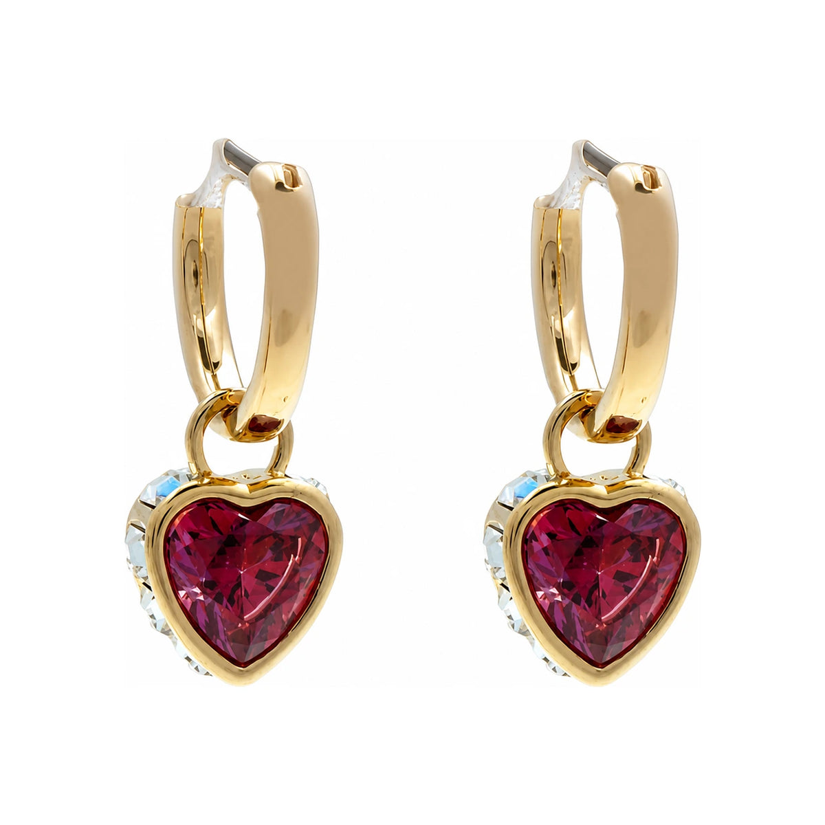 Swarovski Red Heart Hoop Drop Earrings for Women 5684760 Chroma