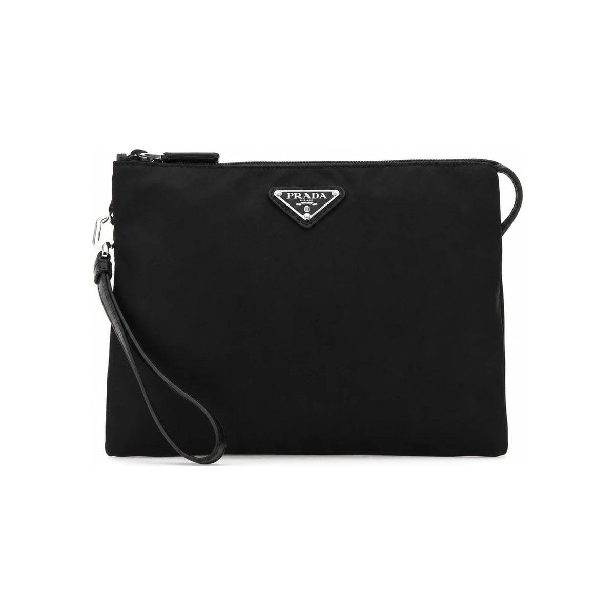 PRADA Re-Nylon Saffiano Leather Strap Pouch Unisex Clutch Bag