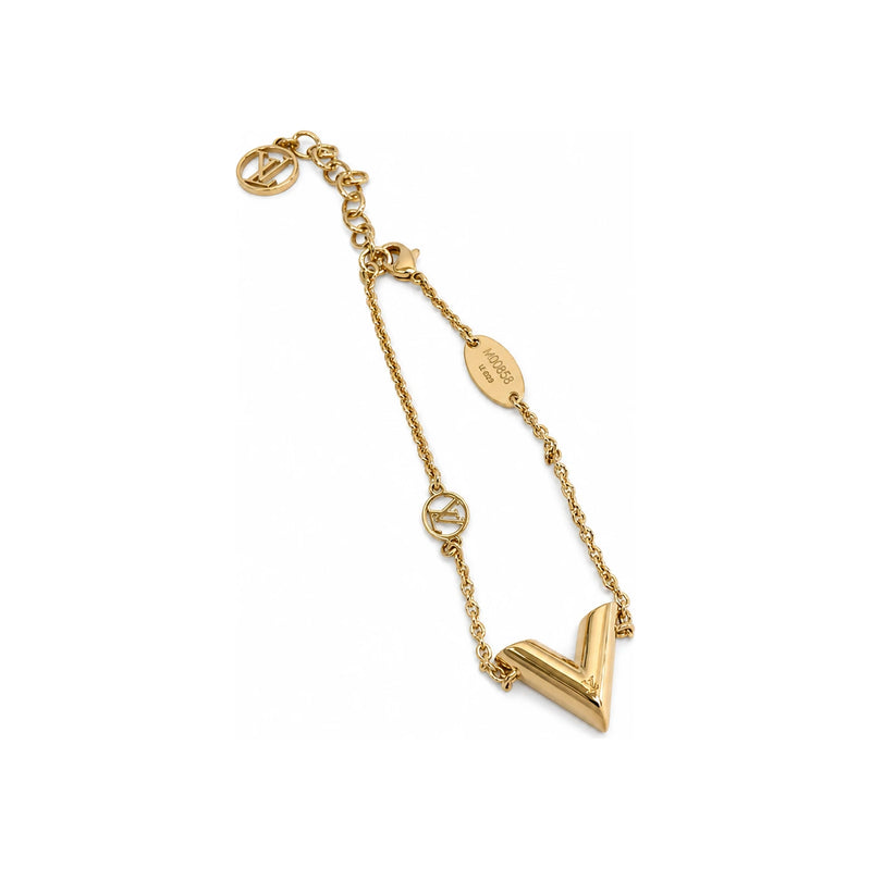 Louis Vuitton Essential V Logo Bracelet Women’s Gold-Tone Jewelry