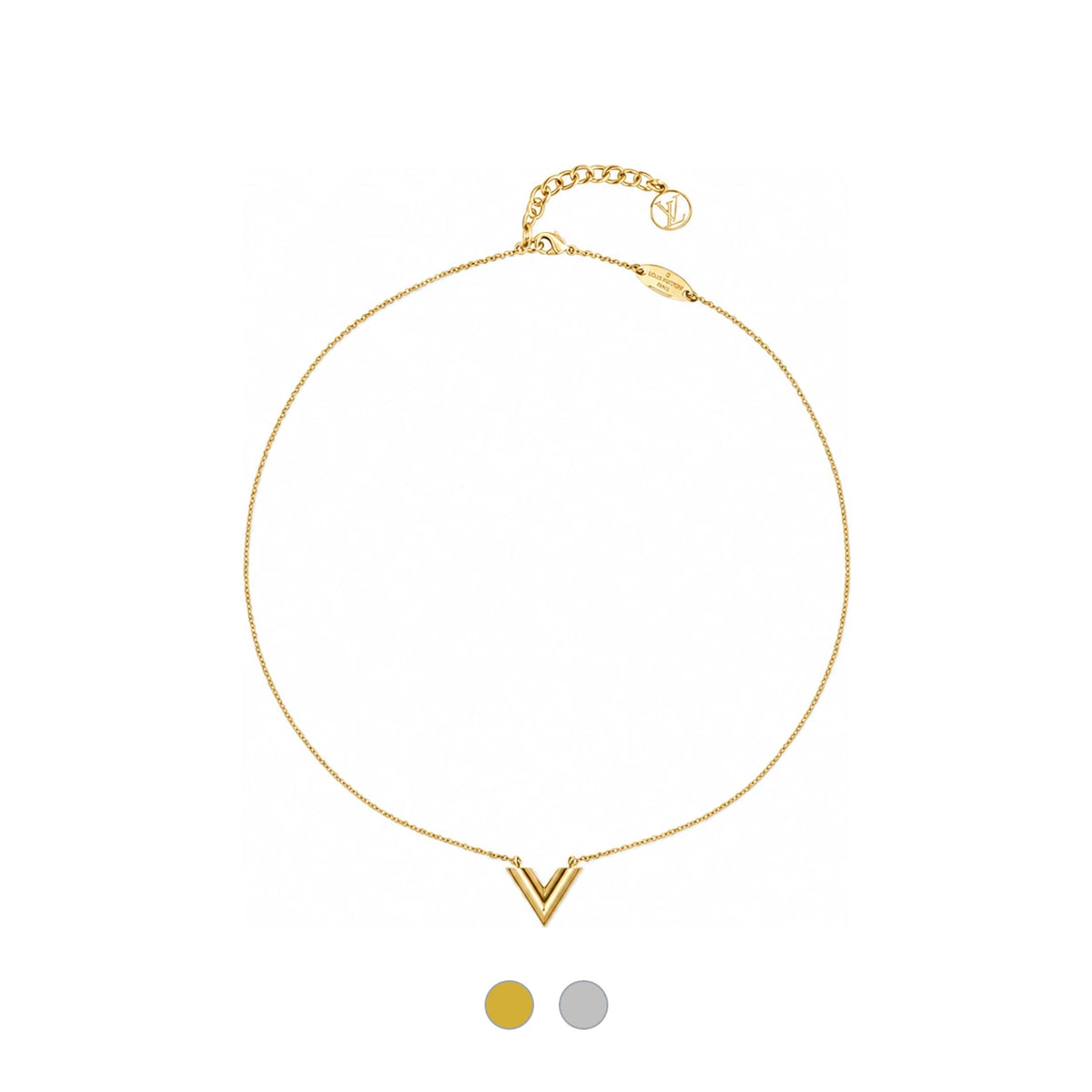 Louis Vuitton Essential V Logo Silver Necklace