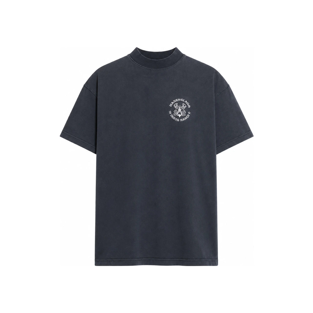 BALENCIAGA Logo Short Sleeve T-Shirt Gray Cotton Men