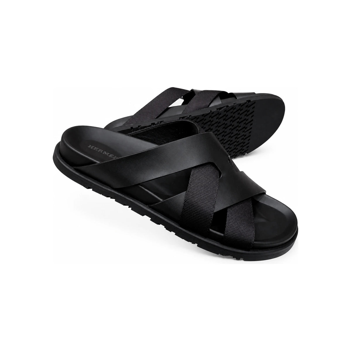 HERMES Kazimir Slippers Calfskin Black