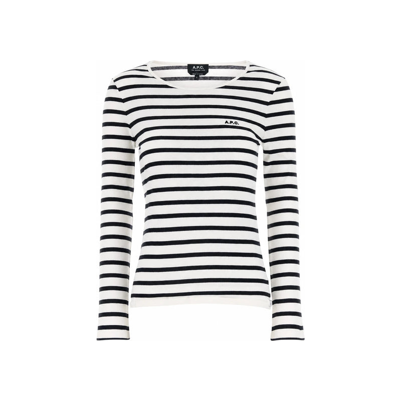 A.P.C. Thelma Striped Long Sleeve T-Shirt F26373 TAT ECRUBLACK