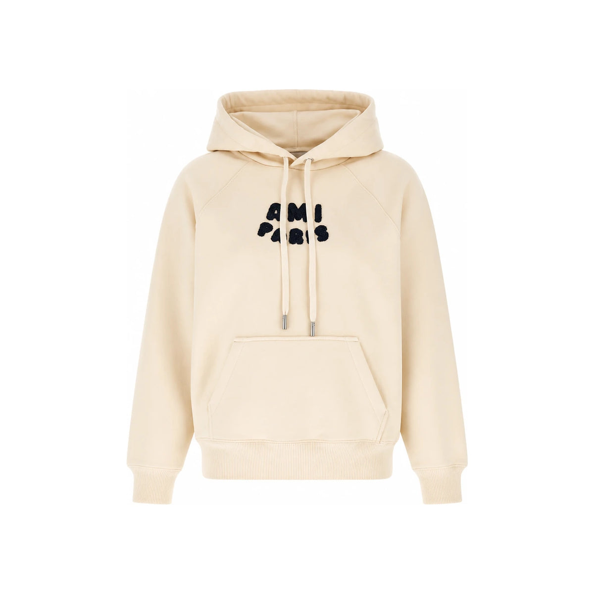 AMI Crochet Logo Hoodie Unisex Black Cotton Pullover
