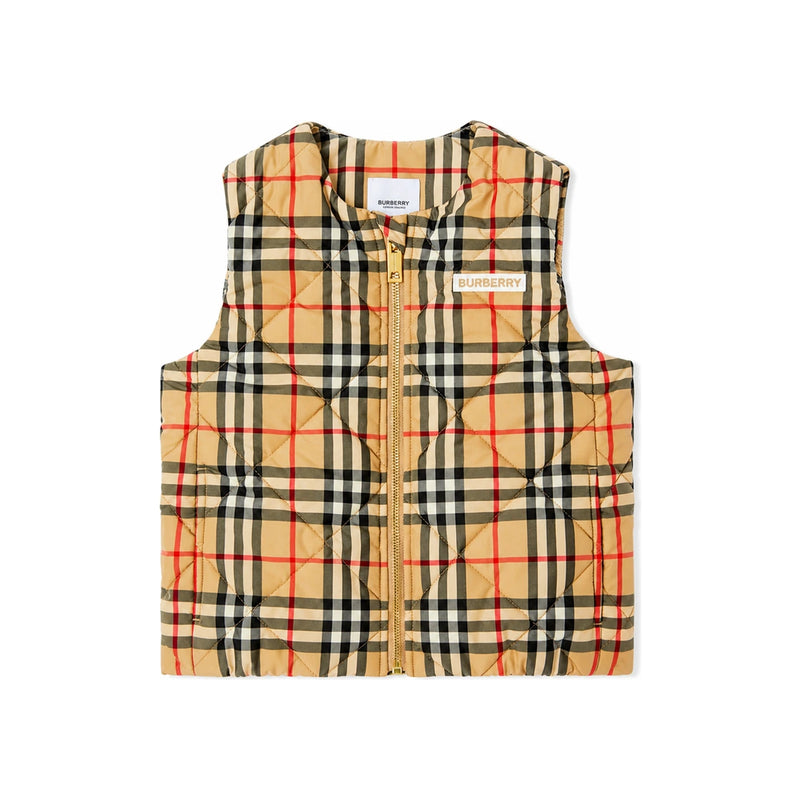BURBERRY Vintage Check Quilted Logo Vest Women’s