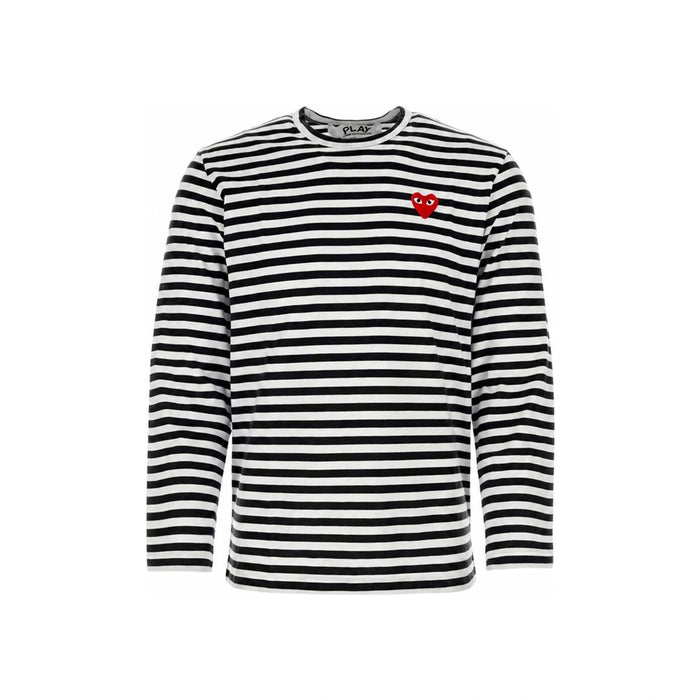 Comme des Garcons Stripe Long Sleeve T-Shirt Red Heart Patch Unisex