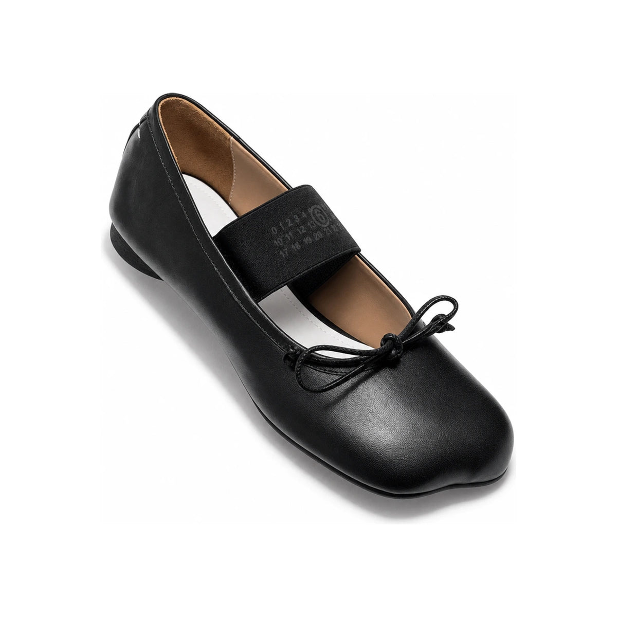 Maison Margiela MM6 Anatomic Ballerina Flat Shoes Black Leather