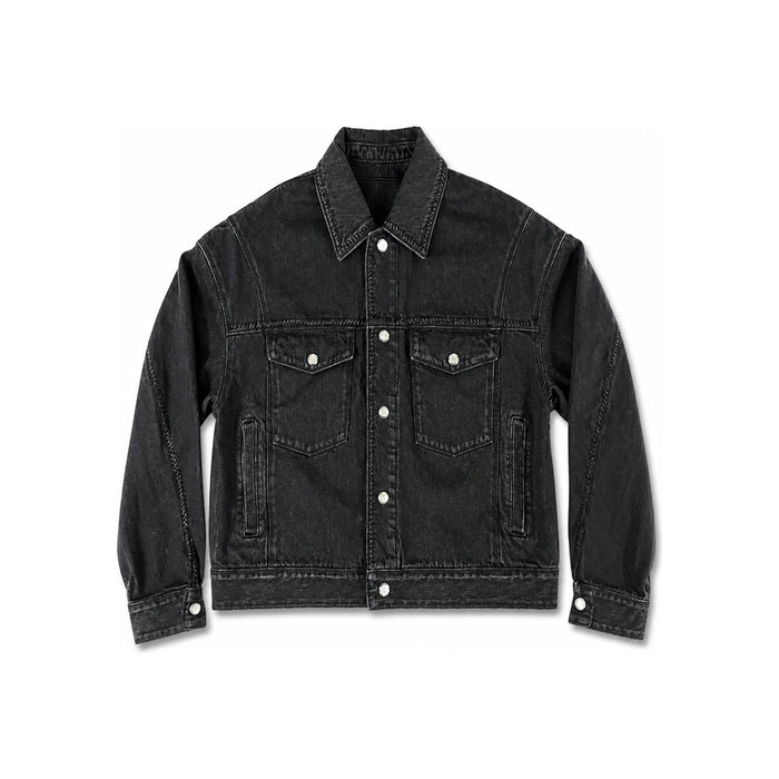WOOYOUNGMI Black Cropped Denim Jacket for Men W251JP21 983B