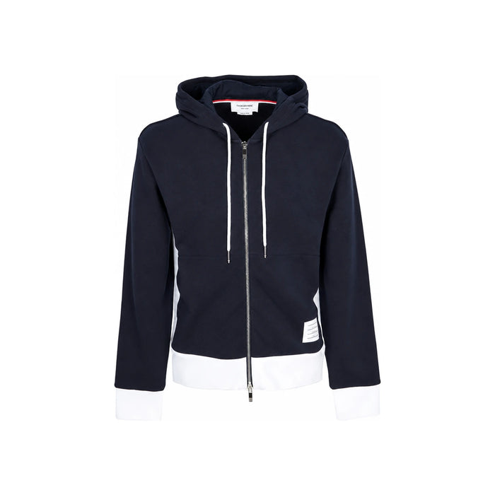 THOM BROWNE Classic 4-Bar Jersey Zip Hoodie Navy Men’s