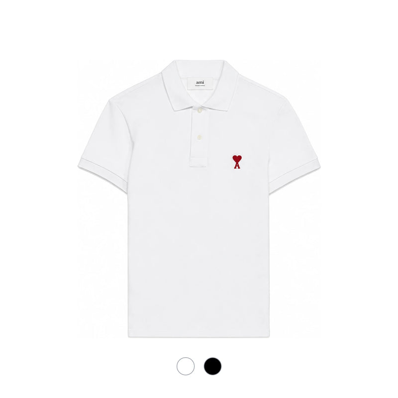 AMI Men's Heart Logo Short Sleeve Polo Shirt BFUPL001 760