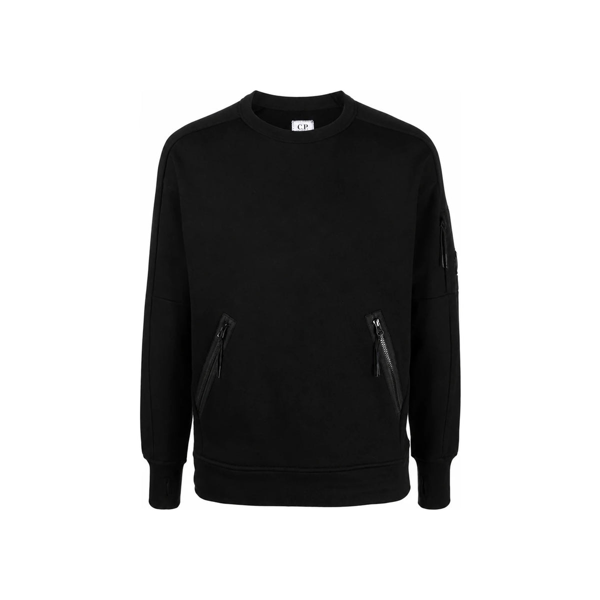 CP Company Men's Lens Badge Double Zip Sweatshirt Black 12CMSS080A 005086W