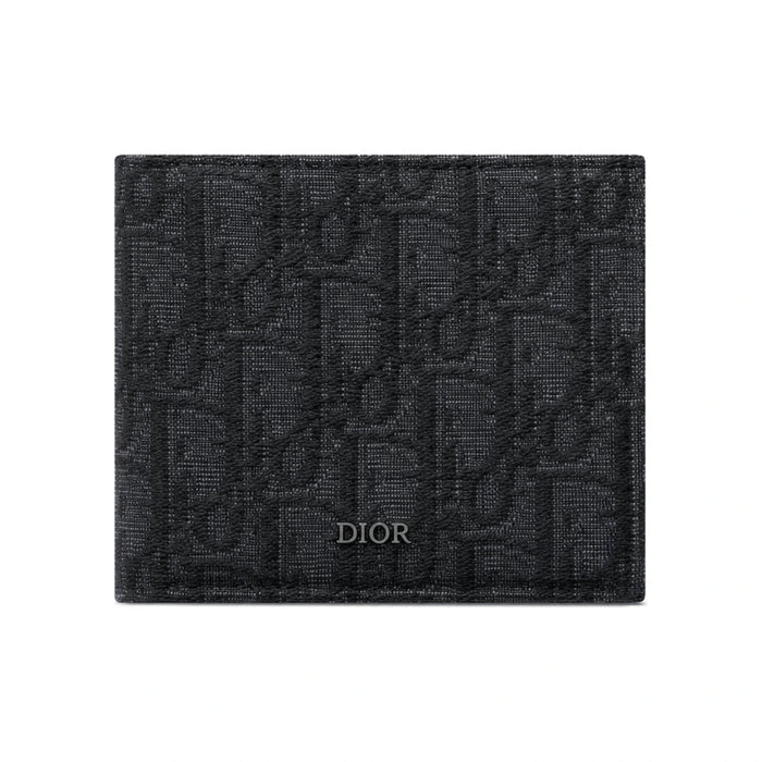 DIOR Black Dior Oblique Jacquard Coin Card Holder Wallet