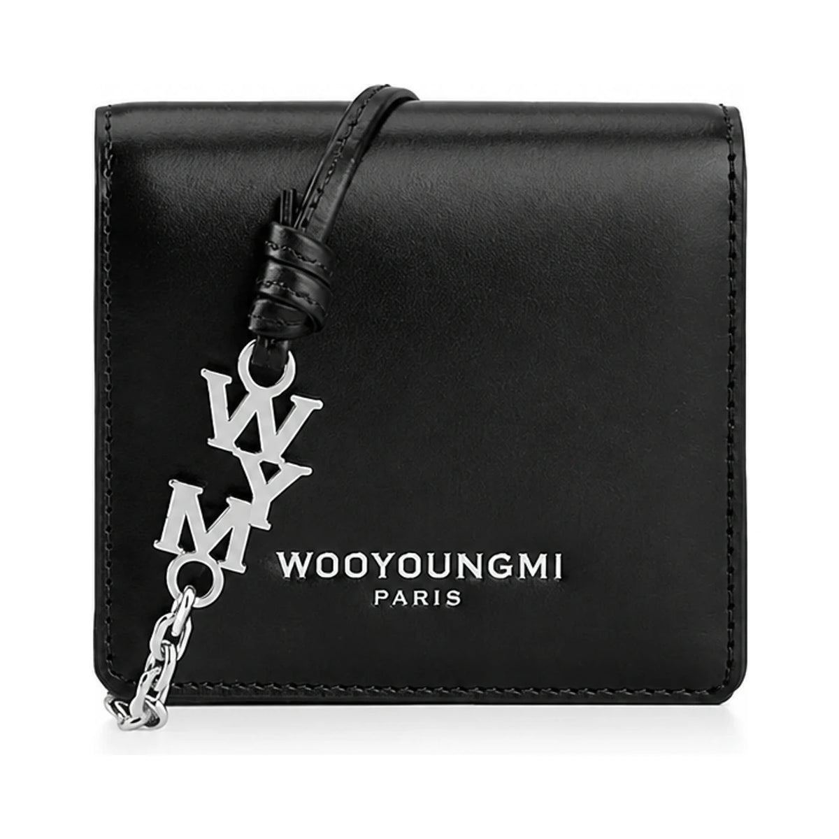 WOOYOUNGMI Black Cross Leather Bifold Wallet W251SL02 634B