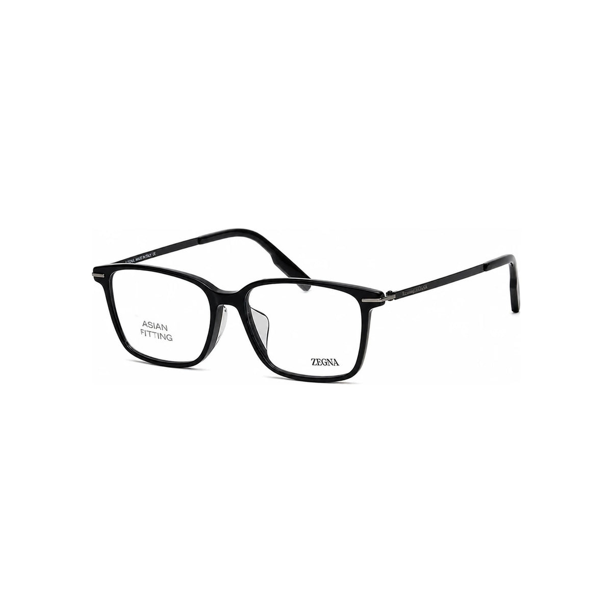 Zegna Black Square Acetate Asian Fit Eyeglass Frames EZ5246F 001