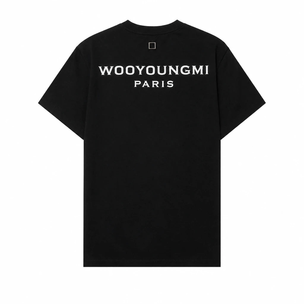 WOOYOUNGMI Black Cotton Back Logo Short Sleeve T-Shirt