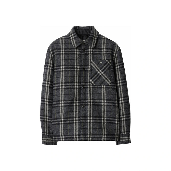 BURBERRY Check Wool Overshirt Long Sleeve Shirt