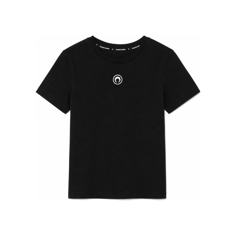 Marine Serre Black Short Sleeve T-Shirt WTT012 ACJER 0008 BK99