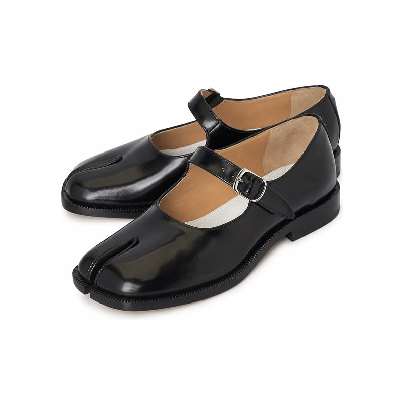 Maison Margiela Black Leather Tabi Mary Jane Flats S39WL0119 PS679 T8013