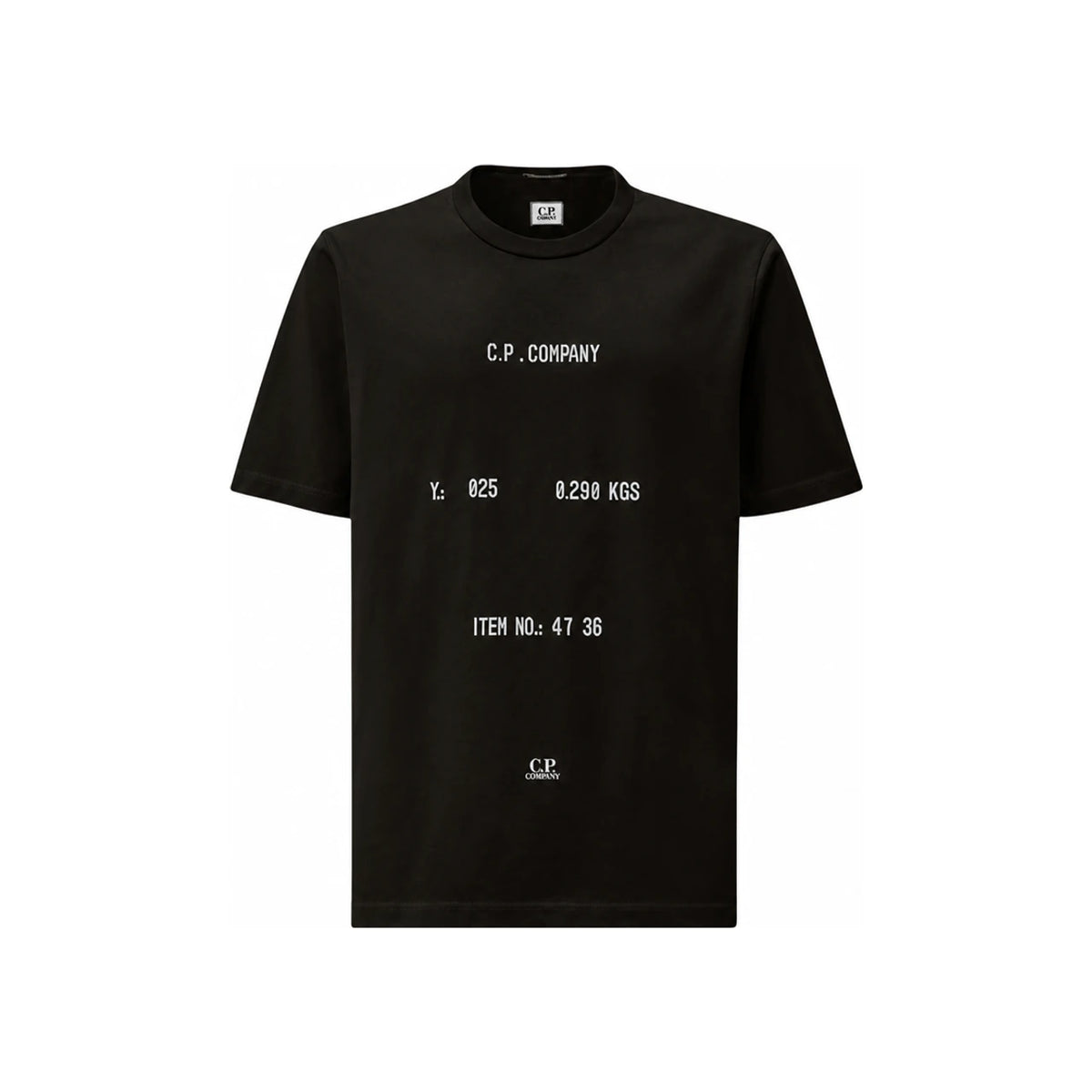 CP Company Black Mercerized Twisted Typographic Logo T-Shirt
