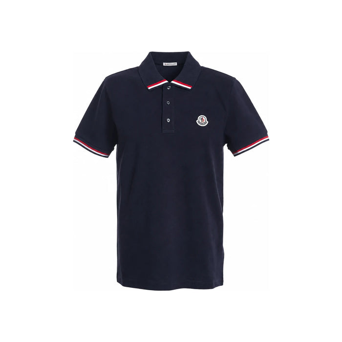 Moncler Logo Patch Men’s Short Sleeve Polo Shirt Navy