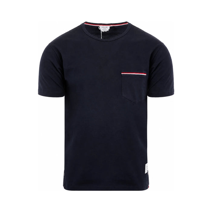 THOM BROWNE Navy Pocket Short Sleeve T-Shirt MJS010A