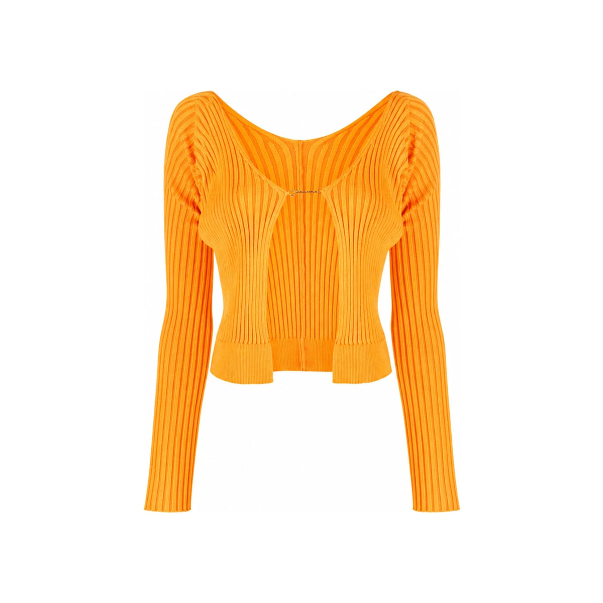 JACQUEMUS La Maille Pralù Ribbed Cardigan Green Knit Sweater
