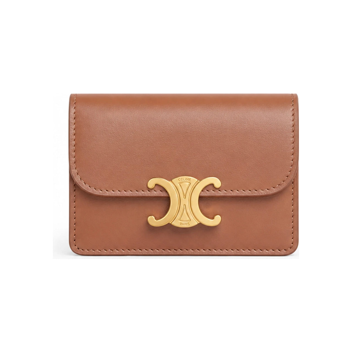 CELINE Triomphe Flap Card Holder Shiny Calfskin Powder Blue