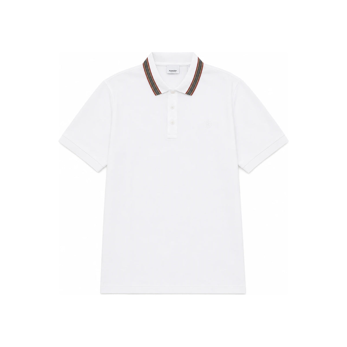 BURBERRY Stripe Collar Cotton Piqué Polo Shirt