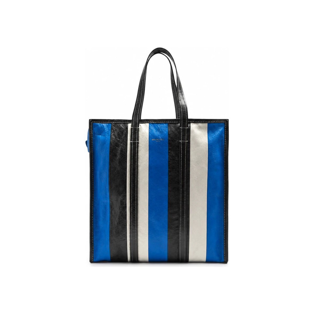 BALENCIAGA Bazaar Medium Tote Bag Blue Leather Unisex Tote