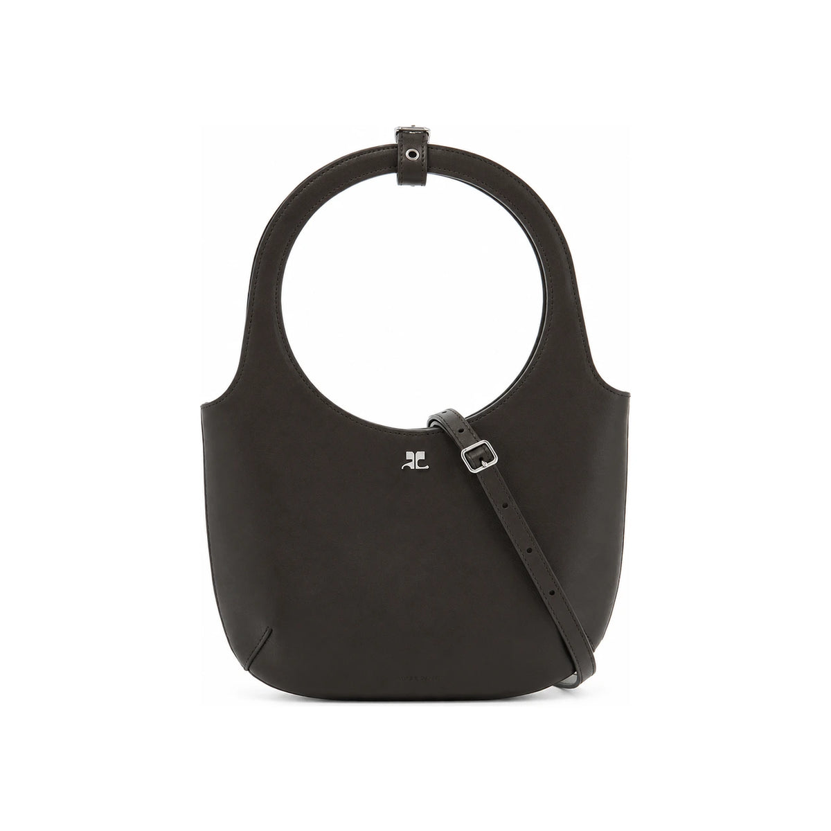 courreges Holly Black Leather Tote Bag 224GSA102CR0065 9999