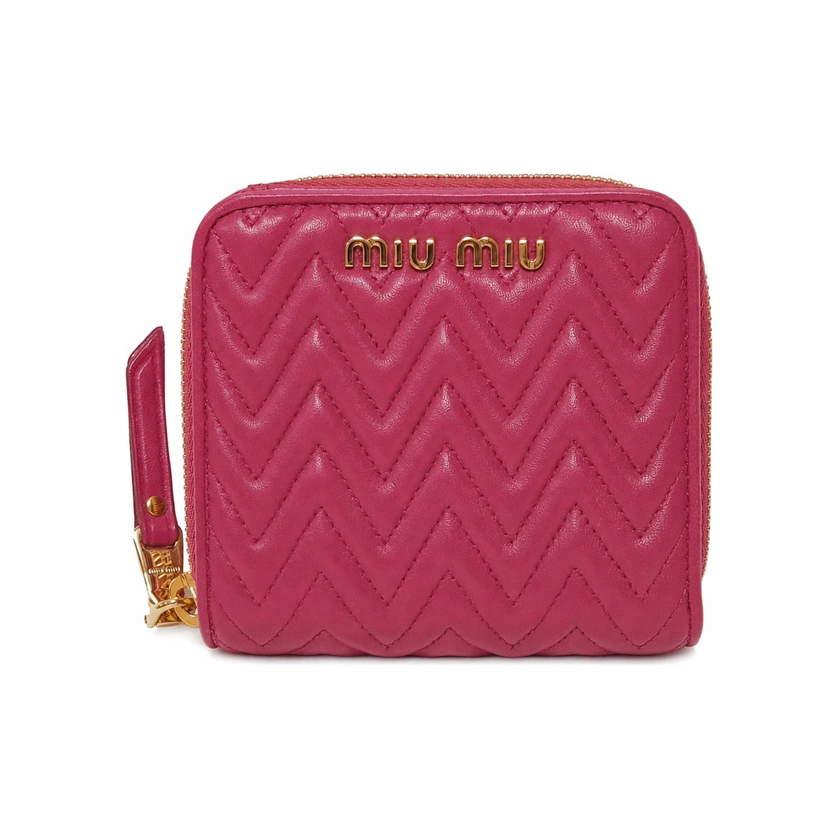 Miu Miu Gold Logo Compact Bifold Wallet 5ML522 PEONIA