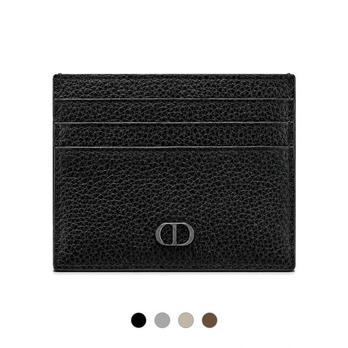 DIOR CD Icon Black Leather Card Holder Wallet Unisex