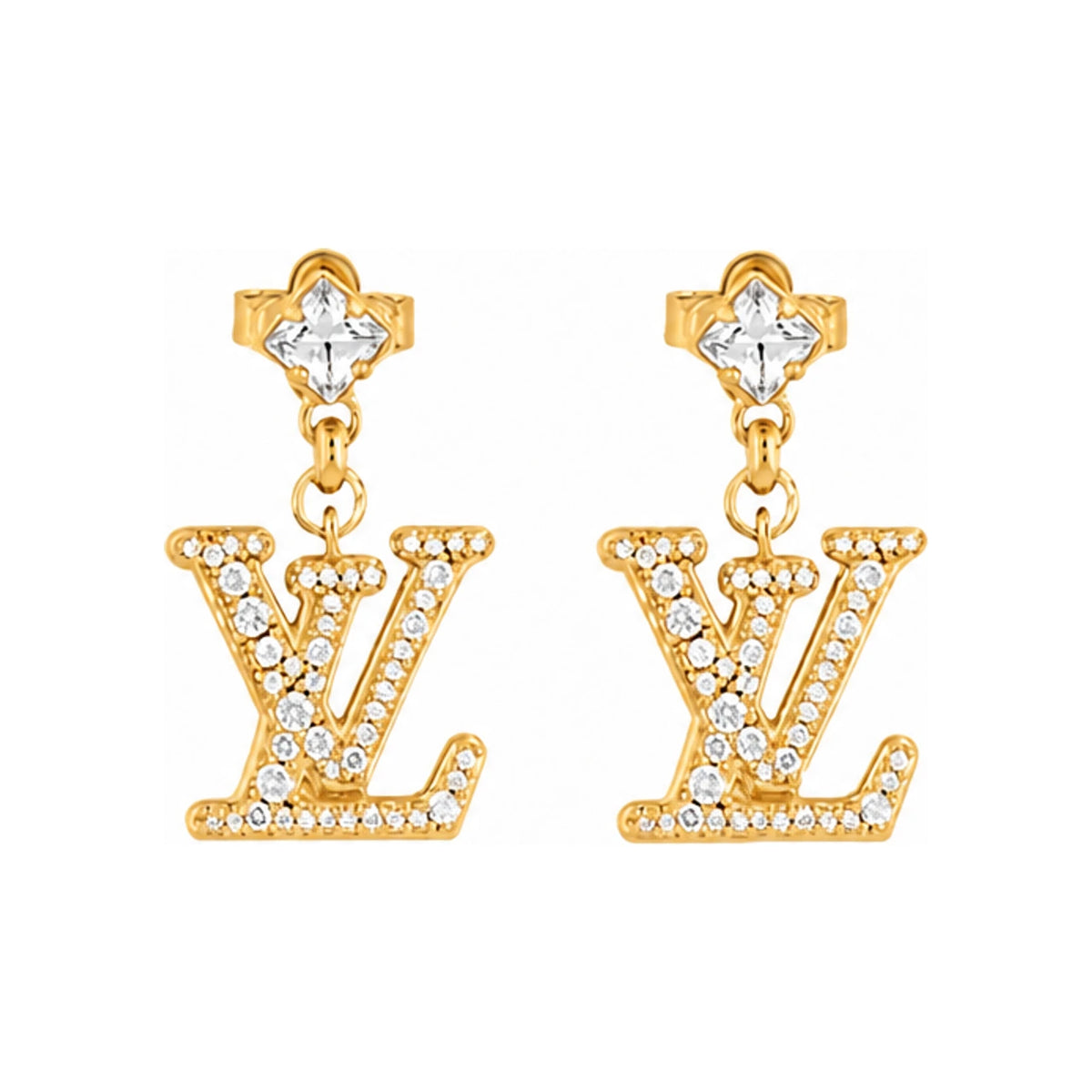 Louis Vuitton Lady LV Earrings Gold-Tone Metal Jewelry