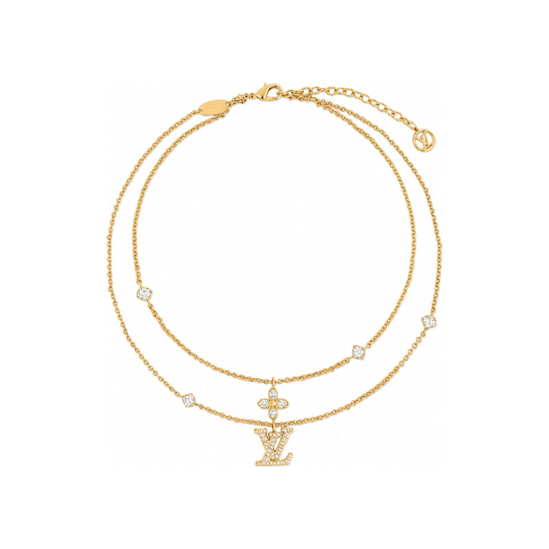 Louis Vuitton Lady LV Pendant Necklace Gold-Tone Metal